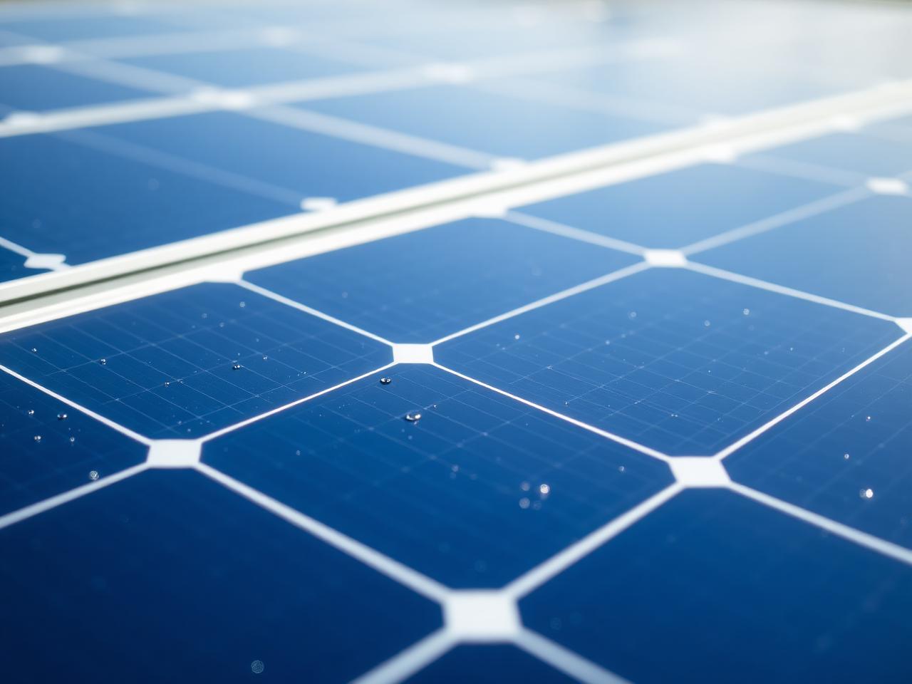 Close-up of clean solar panels
